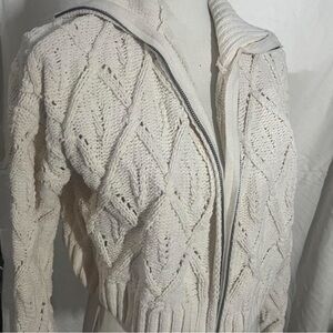 Pink Rose Cream Textured Knit Cardigan